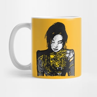 Cat woman looking down Mug